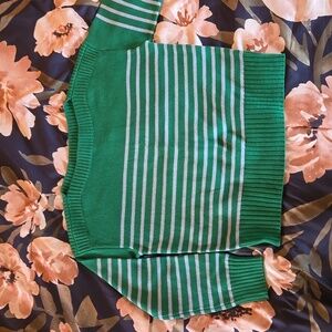 NWT Loft boatneck sweater green with blue stripe